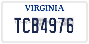 TCB4976  license plate in VA