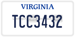 TCC3432  license plate in VA