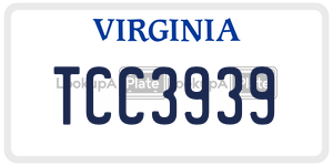 TCC3939  license plate in VA