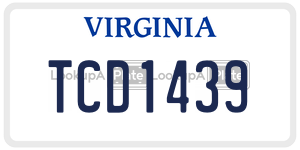 TCD1439  license plate in VA