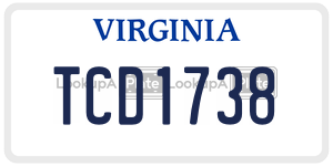 TCD1738  license plate in VA