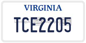 TCE2205  license plate in VA