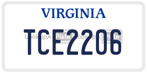 TCE2206  license plate in VA