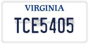 TCE5405  license plate in VA