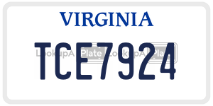 TCE7924 license plate in Virginia