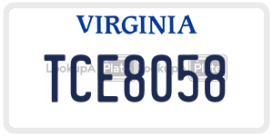 TCE8058  license plate in VA