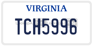 TCH5996  license plate in VA