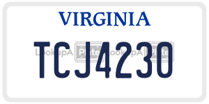 TCJ4230  license plate in VA