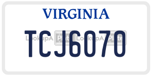 TCJ6070  license plate in VA