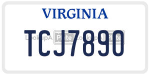 TCJ7890  license plate in VA