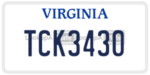 TCK3430  license plate in VA