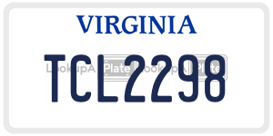TCL2298  license plate in VA