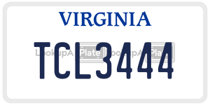 TCL3444 license plate in Virginia