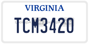 TCM3420  license plate in VA