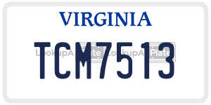 TCM7513  license plate in VA
