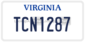 TCN1287  license plate in VA