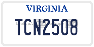 TCN2508  license plate in VA