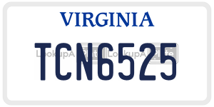 TCN6525  license plate in VA