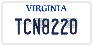 TCN8220  license plate in VA