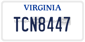 TCN8447  license plate in VA