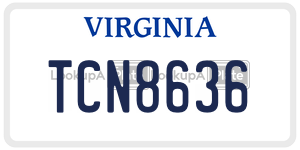 TCN8636 license plate in Virginia