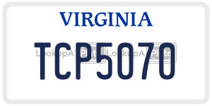 TCP5070  license plate in VA