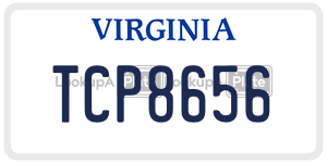 TCP8656  license plate in VA