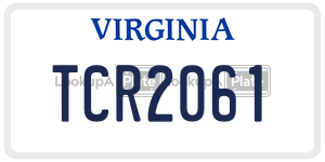 TCR2061  license plate in VA