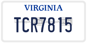 TCR7815  license plate in VA