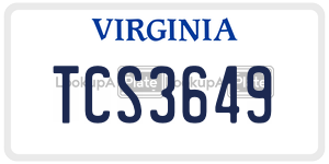 TCS3649  license plate in VA