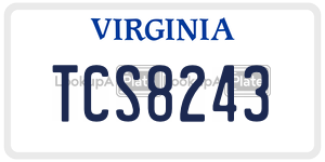 TCS8243  license plate in VA