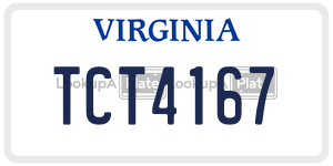 TCT4167  license plate in VA