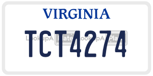 TCT4274  license plate in VA