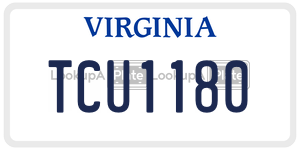 TCU1180  license plate in VA