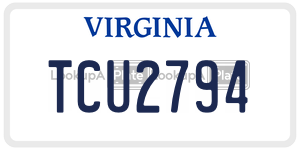 TCU2794  license plate in VA