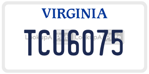 TCU6075  license plate in VA