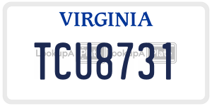 TCU8731  license plate in VA