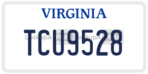 TCU9528  license plate in VA