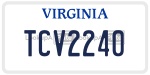 TCV2240  license plate in VA
