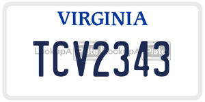TCV2343  license plate in VA