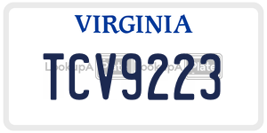 TCV9223 license plate in Virginia