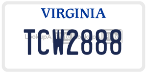 TCW2888 license plate in Virginia