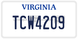 TCW4209 license plate in Virginia
