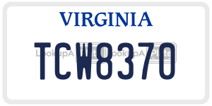 TCW8370  license plate in VA