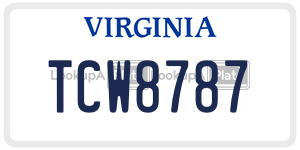 TCW8787  license plate in VA