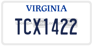 TCX1422 license plate in Virginia