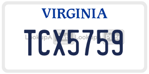 TCX5759 license plate in Virginia