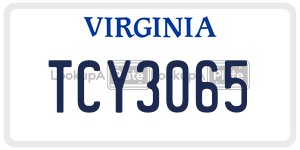 TCY3065 license plate in Virginia