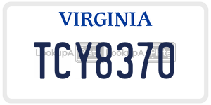 TCY8370  license plate in VA