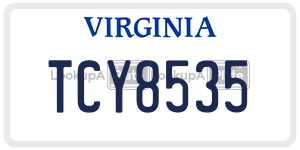 TCY8535  license plate in VA